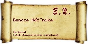 Bencze Mónika névjegykártya