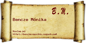 Bencze Mónika névjegykártya